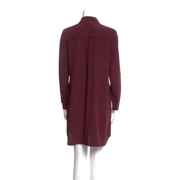 Vince Designer Burgundy Silk Shirt Dress - Picture 10 of 16